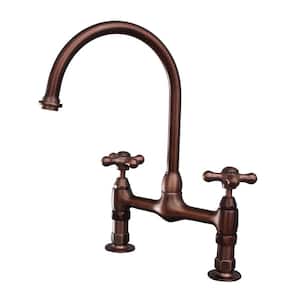 Harding Two Handle Bridge Kitchen Faucet with Cross Handles in Oil Rubbed Bronze