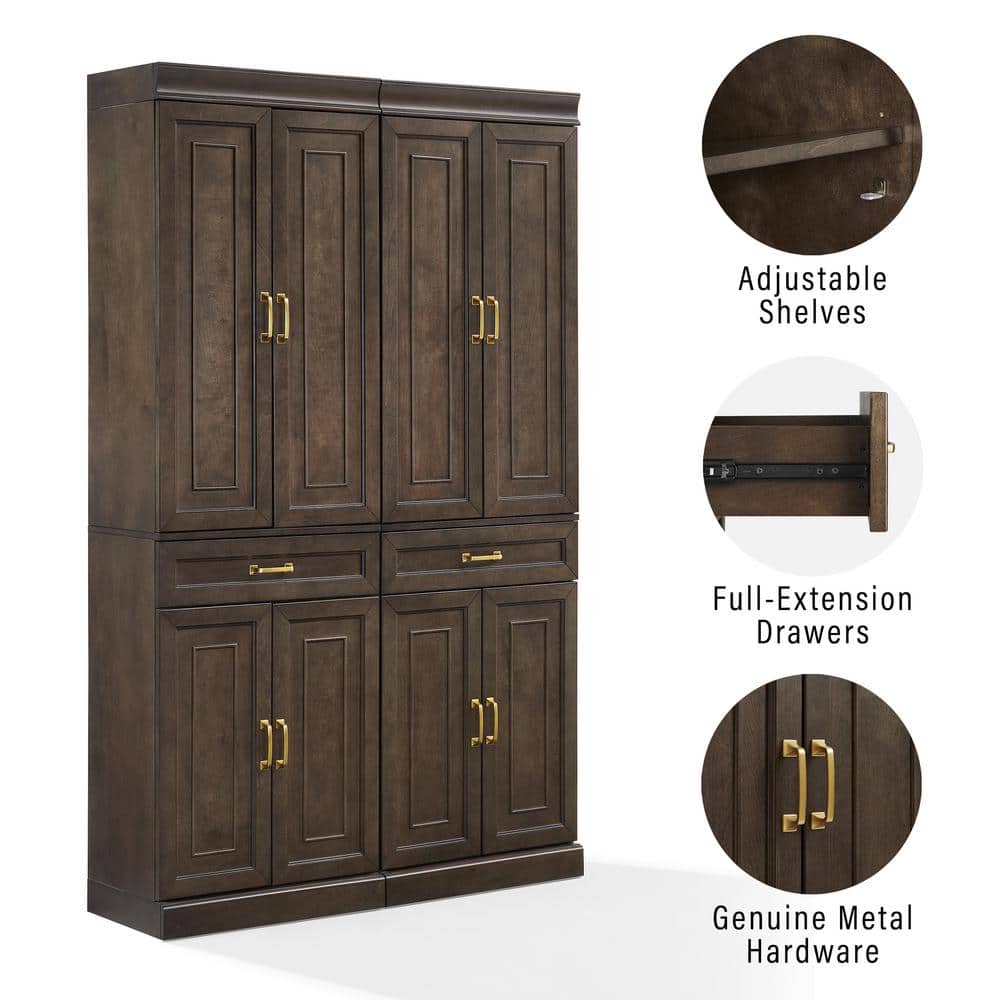 Stanton Tall Brown Wood Kitchen Storage Pantry Set