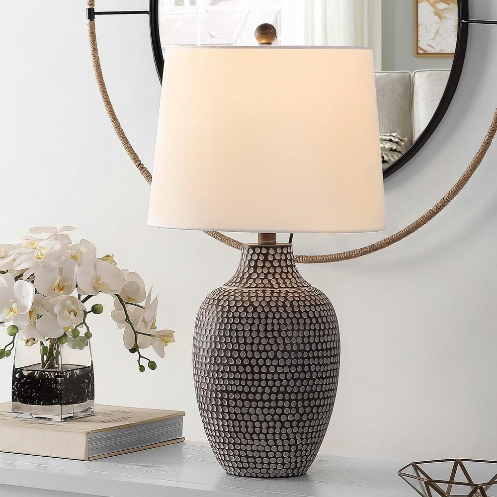 Resler 25 in. Brown Table Lamp with White Shade price history on PriceWatchPro