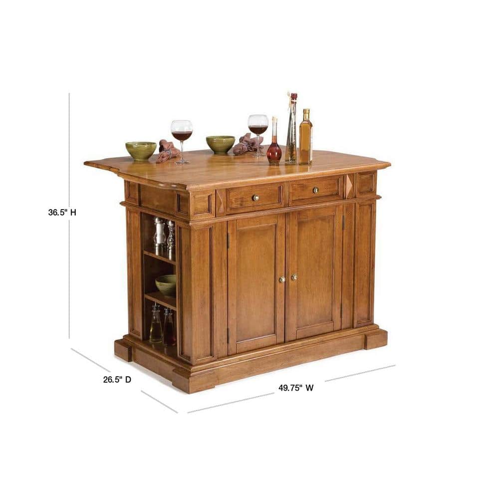Americana Oak Kitchen Island with Drop Leaf