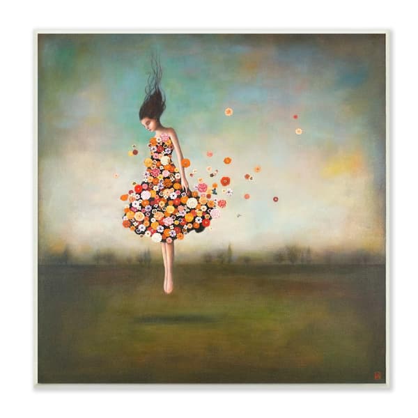 Stupell Industries 12 in. x 12 in. "Surreal Dress Made of Flowers in an Abstract Landscape Painting" by Duy Huynh Wood Wall Art