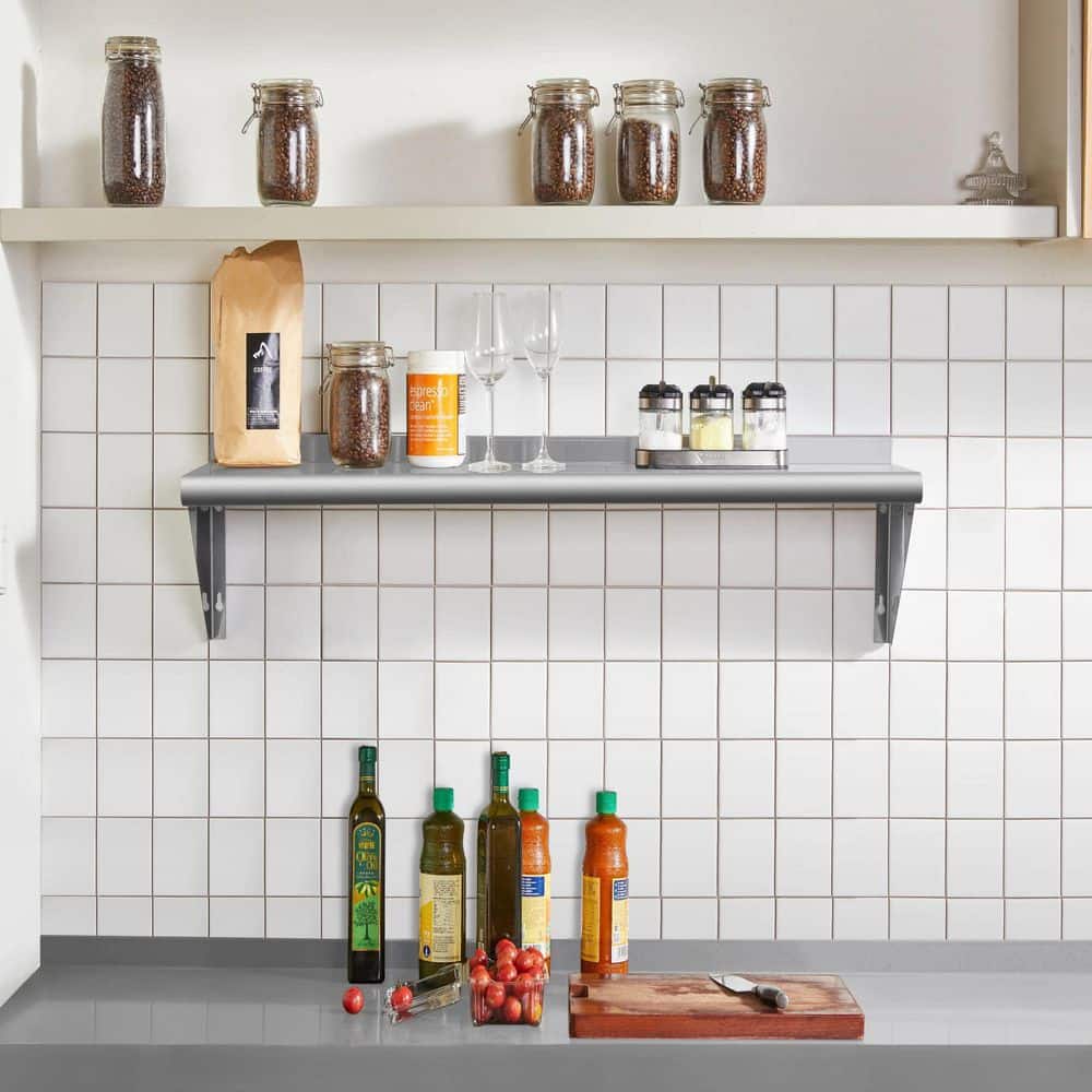 18 in. x 48 in. Stainless Steel Shelf, Wall Mounted Pot Rack 400 lb. NSF Commercial Floating Shelving for Kitchen price history on PriceWatchPro