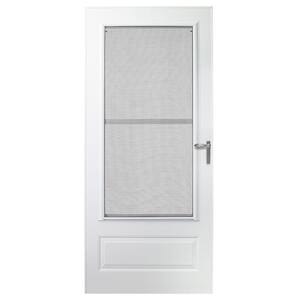 Emco 32 In X 78 In 300 Series White Universal Triple Track Aluminum Storm Door With Nickel Hardware E3ttn32x78wh The Home Depot