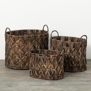 10.75 in., 13.25 in. and 14.75 in. Dark Brown Woven Basket - Set of 3