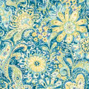 56 sq. ft. Blue Paisley and Petals Wallpaper-DISCONTINUED