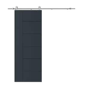 Metropolitan Series 30 in. x 80 in. Charcoal Gray Stained Composite MDF Paneled Sliding Barn Door with Hardware Kit