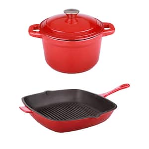 Neo 3-Pcs Cast Iron Cookware Set in Red