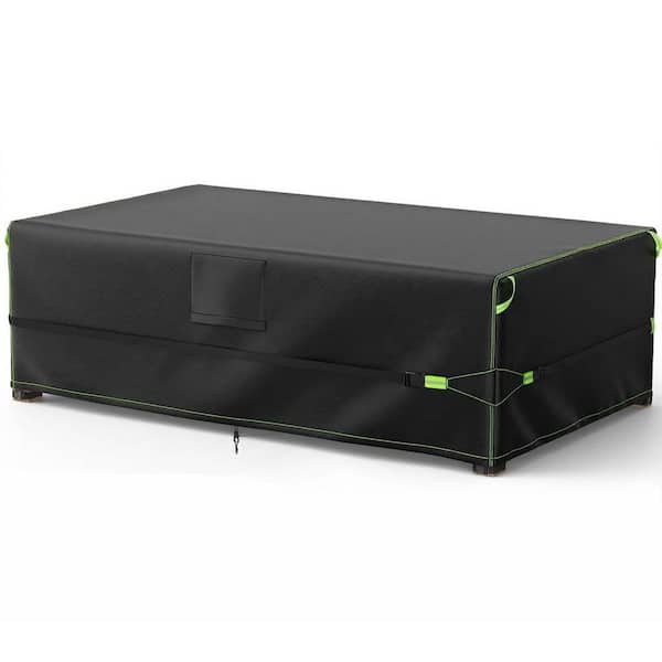 111"L × 84"W × 28"H Black Outdoor Furniture Cover Waterproof Rectangular Patio Table Cover 5-Layer Oxford Fabric