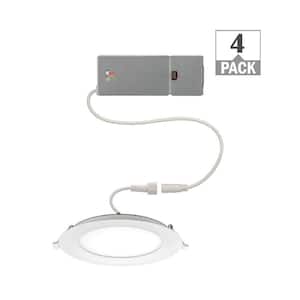 6 in. Canless Integrated LED Recessed Light Trim 650 Lumens Adjustable CCT New Construction Kitchen Remodel (4-Pack)