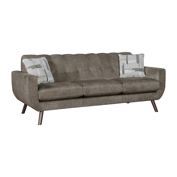 Lbiza 86.5 in. W Straight Arm Microfiber Rectangle Sofa in. Brown