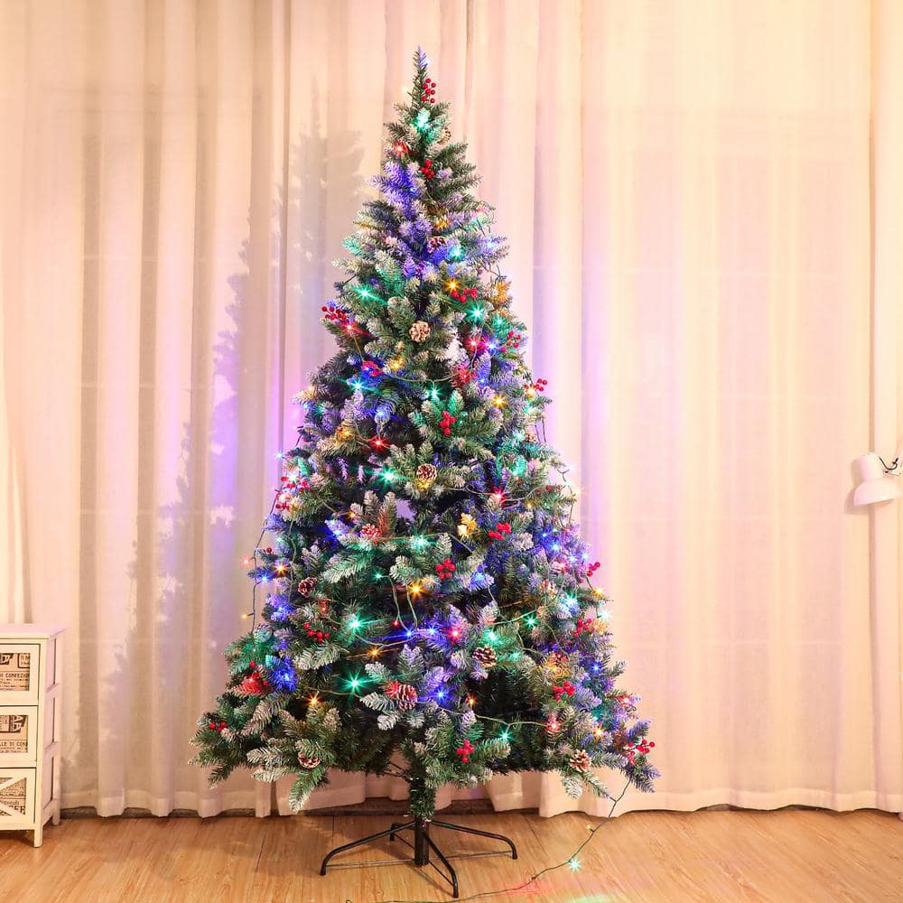 ANGELES HOME 7.5 ft.Green Pre-lit Artificial Christmas Tree with 200 ...