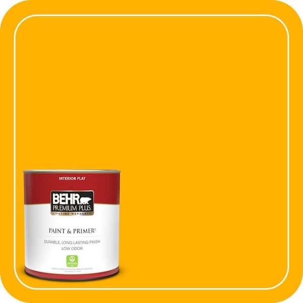 BEHR PREMIUM PLUS 1 qt. #310B-7 Saffron Thread Flat Low Odor Interior Paint & Primer