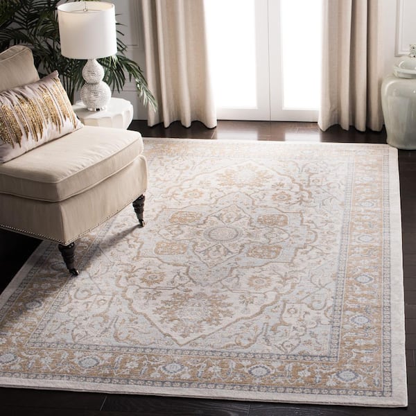 Isabella Cream/Beige 8 ft. x 10 ft. Medallion Border Area Rug