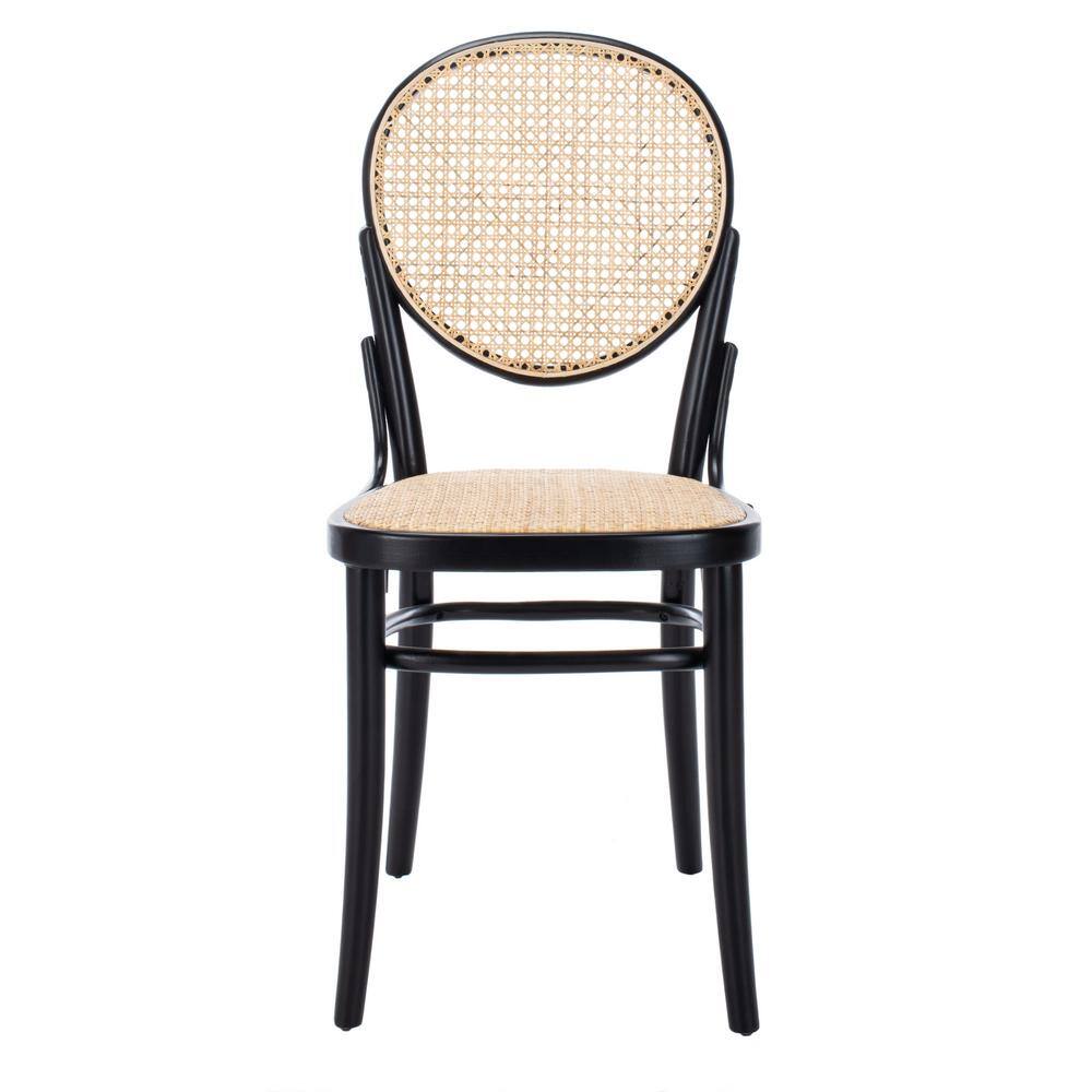 Sonia Black and Natural Cane Wood Side Chair Set
