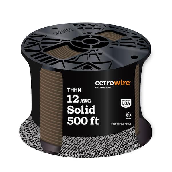 Cerrowire 500 ft. 12 Gauge Brown Solid Copper THHN Wire