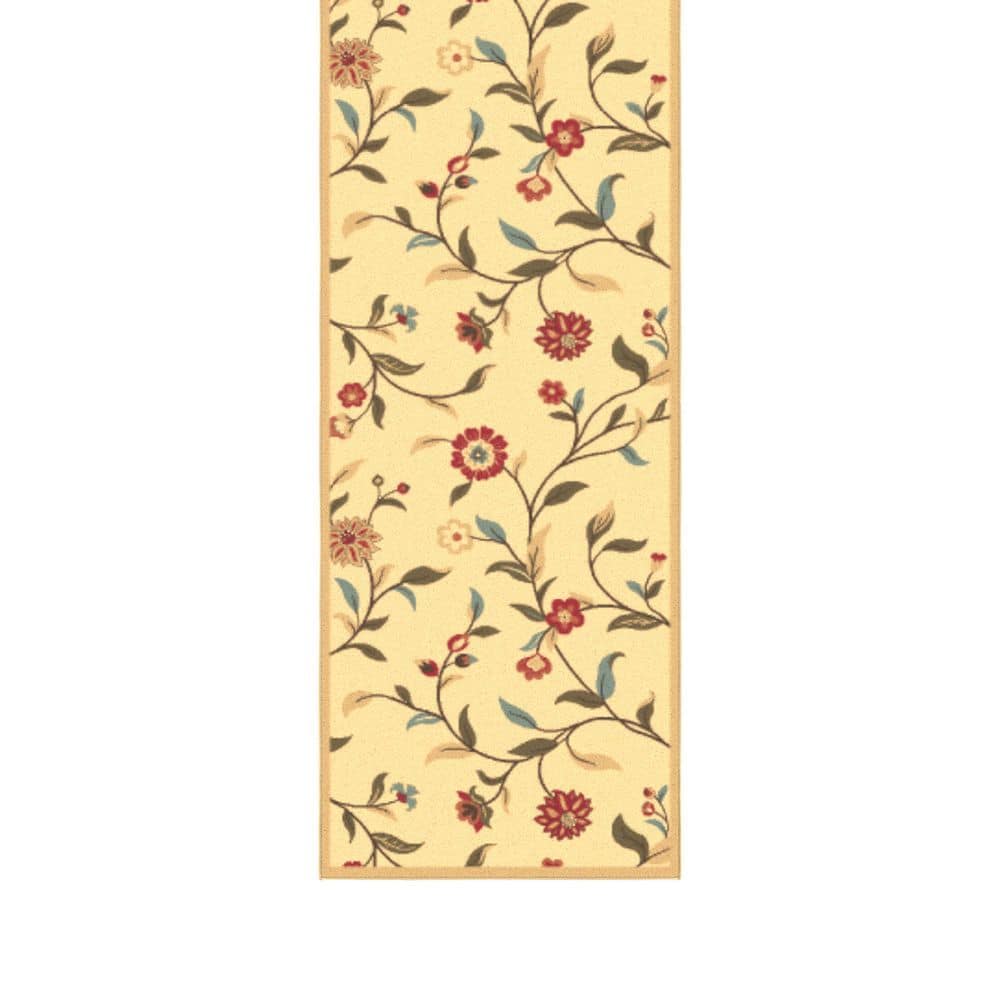 Homeline Non-Slip Rubberback 2 ft. x 41 ft. Floral Indoor Beige Runner Rug price history on PriceWatchPro