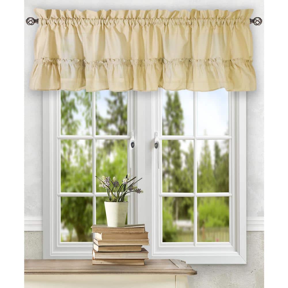 Almond Textured Fabric Ruffled Rod Pocket Valance 54"x13"