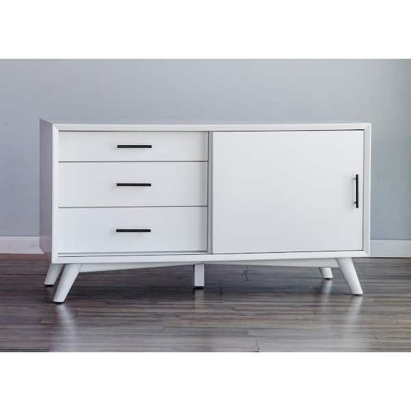 Alpine Furniture Flynn 20 in. L White Rectangle Wood Console Table with Solid Wood