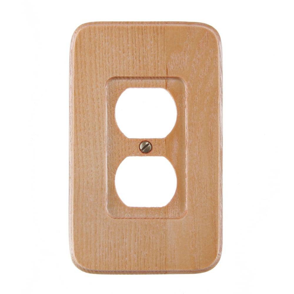 Natural Oak Single Duplex Round Corner Wallplate