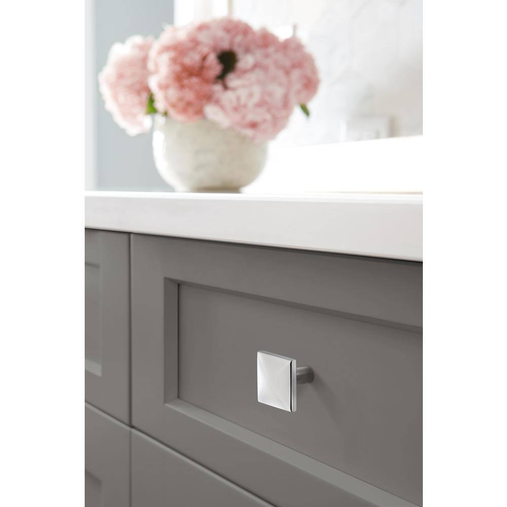 Polished Chrome Square Cabinet Knob with Mounting Hardware