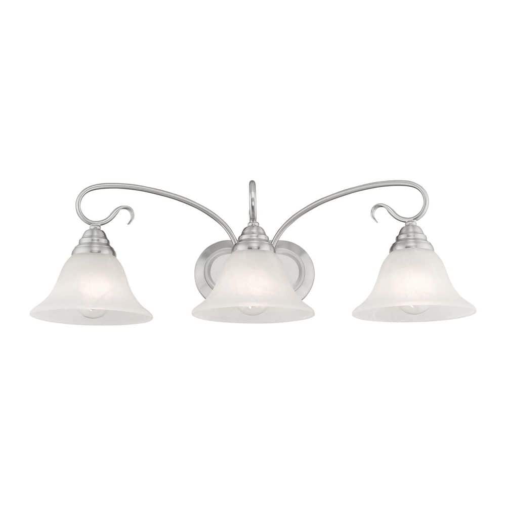 Coronado Brushed Nickel 3-Light Vanity with White Alabaster Glass