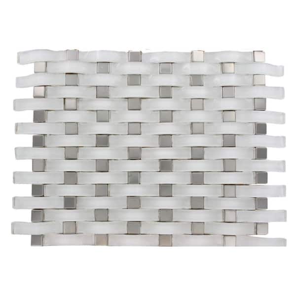 Ivy Hill Tile Contempo Curve Bright White 13 in. x 11 in. x 8 mm Glass Wall Tile