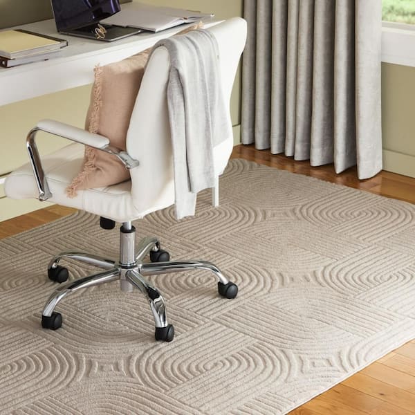 Stone Geo Curve Washable 5 ft. x 7 ft. Taupe Indoor AreaRug