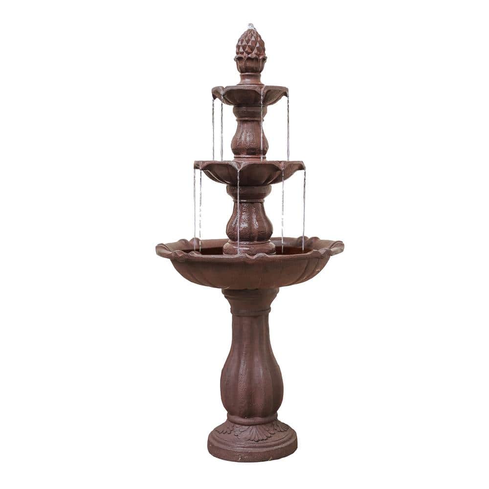 52 Inch Tall Brown 3-Tier Freestanding Waterfall Fountain
