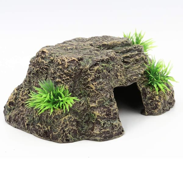 Afoxsos Resin Reptile Cave Hide Decor for Tanks and Aquariums 5.12 in. x 6.69 in. x 2.36 in.