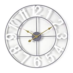 White Metal Analog Numeral Wall Clock