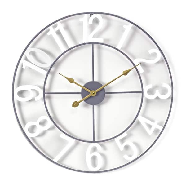 White Metal Analog Numeral Wall Clock