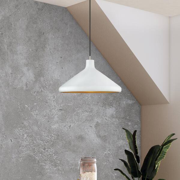 Livex Lighting Geneva 1-Light White Pendant Light with Metal Shade