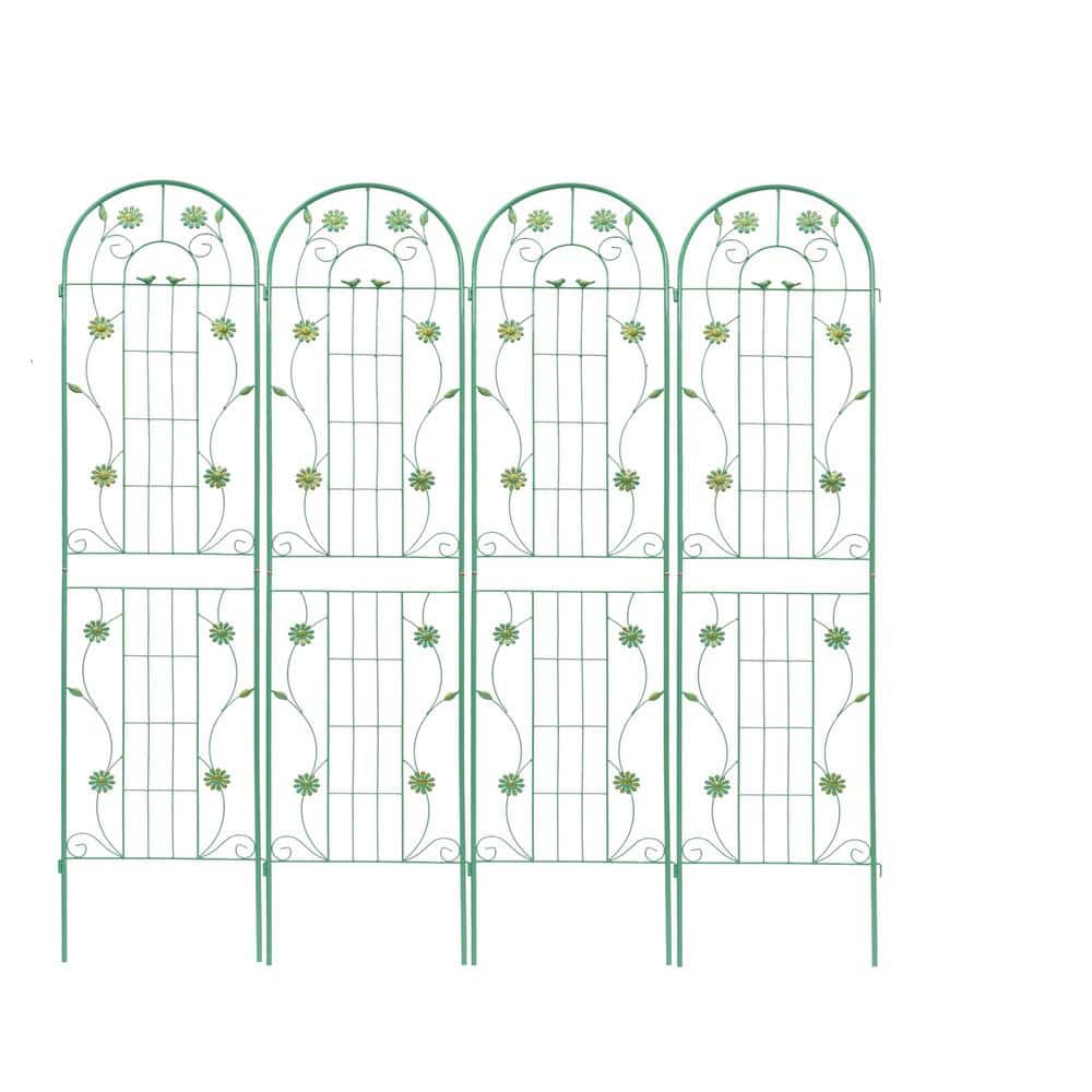 86.7 in. Green Metal Garden Trellis Outdoor Flower Support (4-Pack) price history on PriceWatchPro