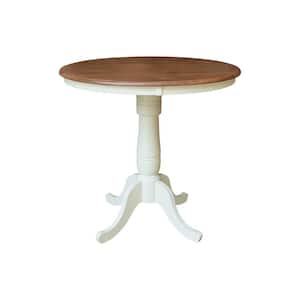 Hickory/Shell Solid Wood 36 in. Round Counter-height Table Seats 4