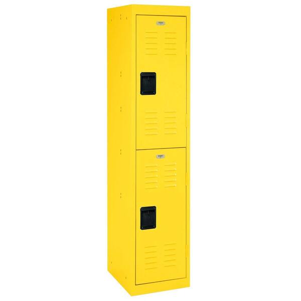 Sandusky 66 in. H x 15 in. W x 18 in. D 2-Tier Welded Steel Storage Locker in Yellow