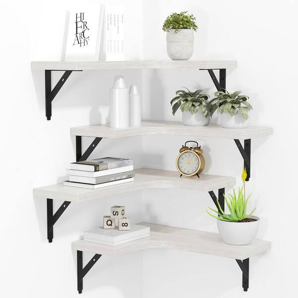 Cubilan 16 in. W x 11.4 in. D White Decorative Wall Shelf, Corner