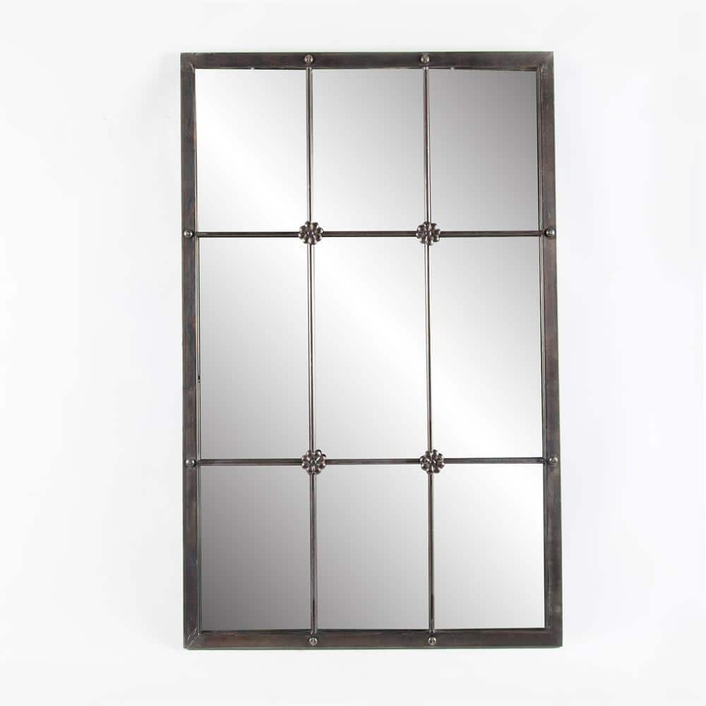 Medium Rectangle Brown Contemporary Mirror (23.8 in. H x 37.75 in. W) -  LuxenHome, WHA299