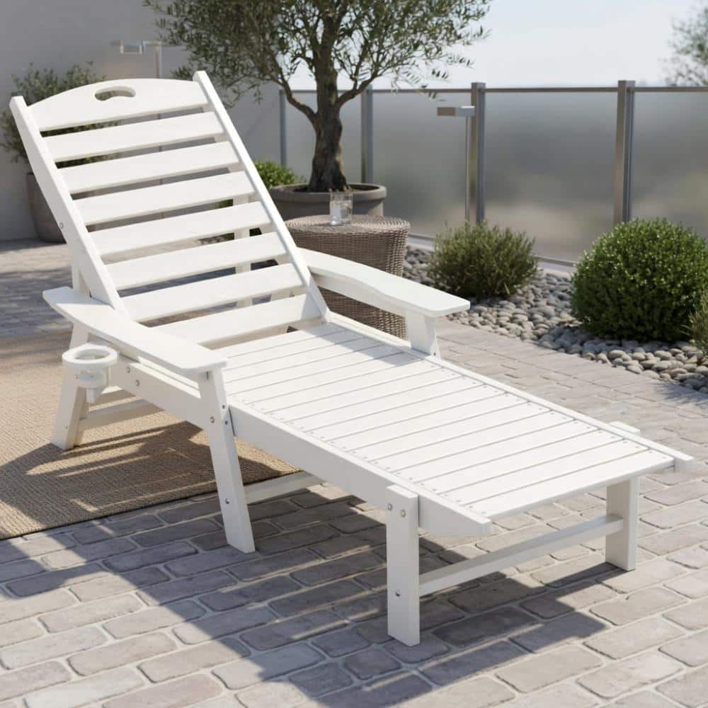 White Patio Chaise Lounge With 4-Position Adjustable Backrest, Portable Recliner price history on PriceWatchPro