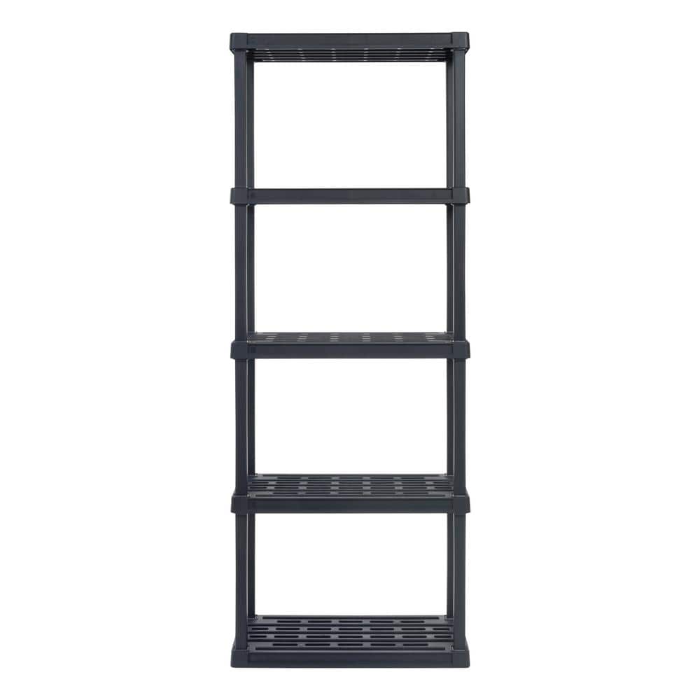 Black 5-Tier Plastic Utility Storage Shelf