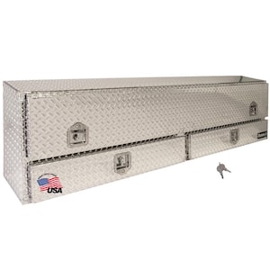 72 in. Diamond Tread Aluminum Top Mount Contractor Truck Tool Box with 2-Drawers