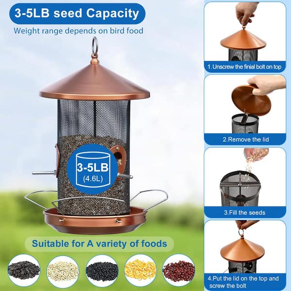 Good Directions Copper and Brass Lighthouse Bird Feeder – Extra-Large 5 lb.  Seed Capacity BF302VB - The Home Depot
