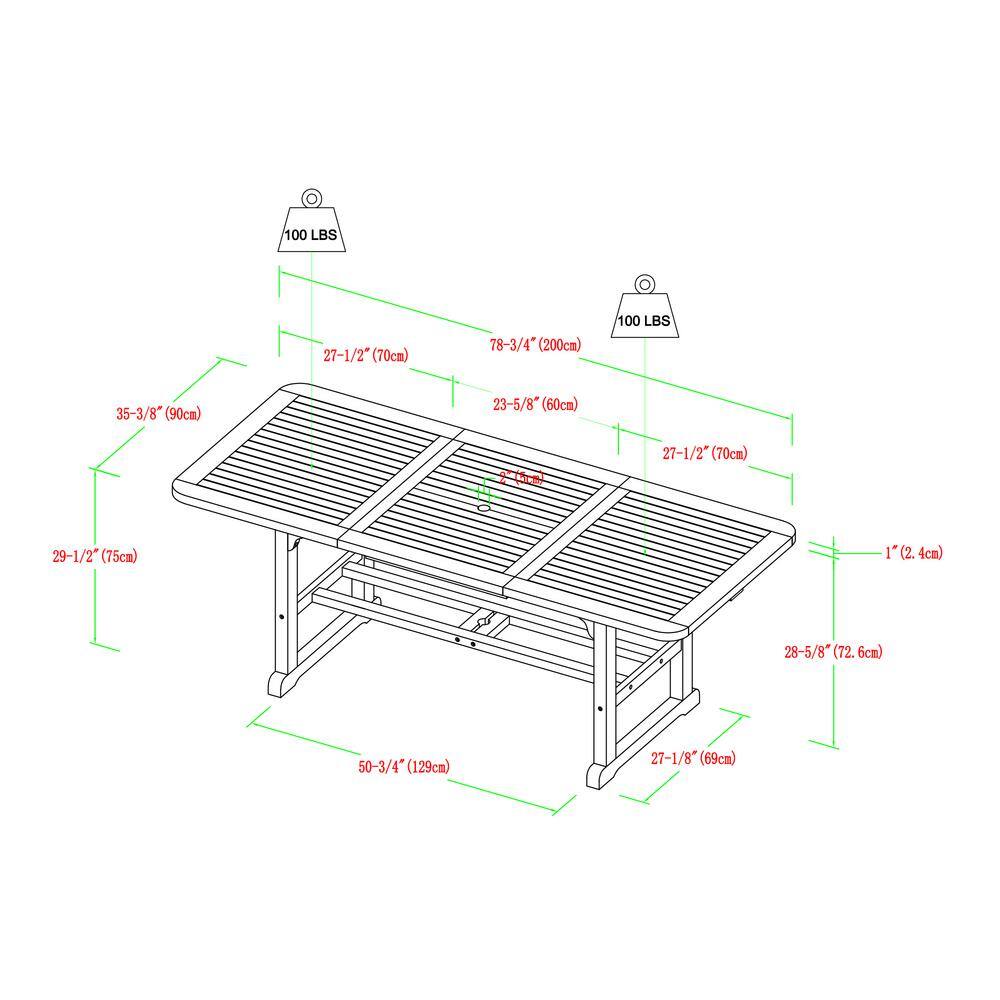 Grey Wash Acacia Wood Extendable Outdoor Dining Table