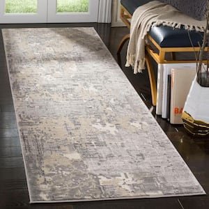 Meadow Gray 3 ft. x 8 ft. Distressed Abstract Runner Rug