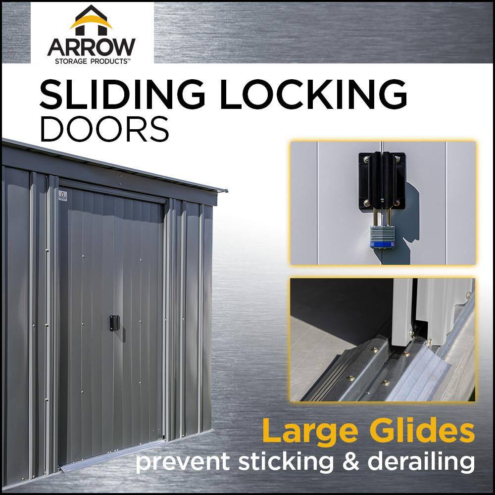 Arrow Classic 6x5 Flute Grey Steel Storage Shed with Sliding Doors