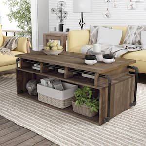 Beah 52 in. Reclaimed Oak Rectangle Wood Top Coffee Table with Lift Top