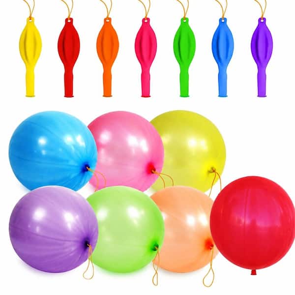 30Pcs Punch Balloons Thickened Neon Punching Balloon Heavy Duty Party Favors for Kids with Rubber Band Handle