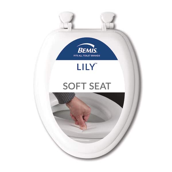 Lily Cushioned Vinyl Soft Elongated Closed Front Toilet Seat in White Removes for Easy Cleaning
