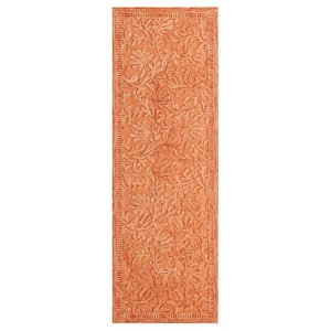 Bella Terracotta Orange 2 ft. 3 in. x 6 ft. 9 in. Eclectic Hand-Tufted Floral 100% Wool Runner Area Rug