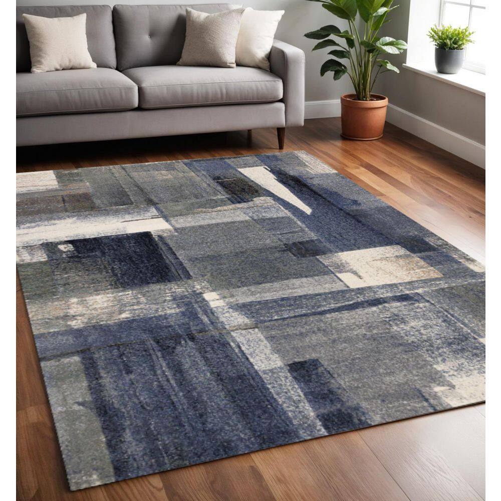 5' X 8' Blue Gray And Ivory Abstract Area Rug price history on PriceWatchPro