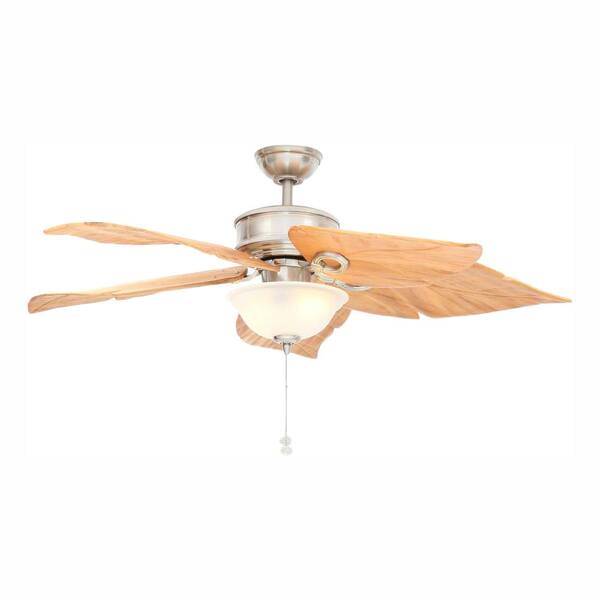 Hampton Bay Costa Mesa 56 in. LED Indoor/Outdoor Brushed Nickel Ceiling Fan with Light Kit